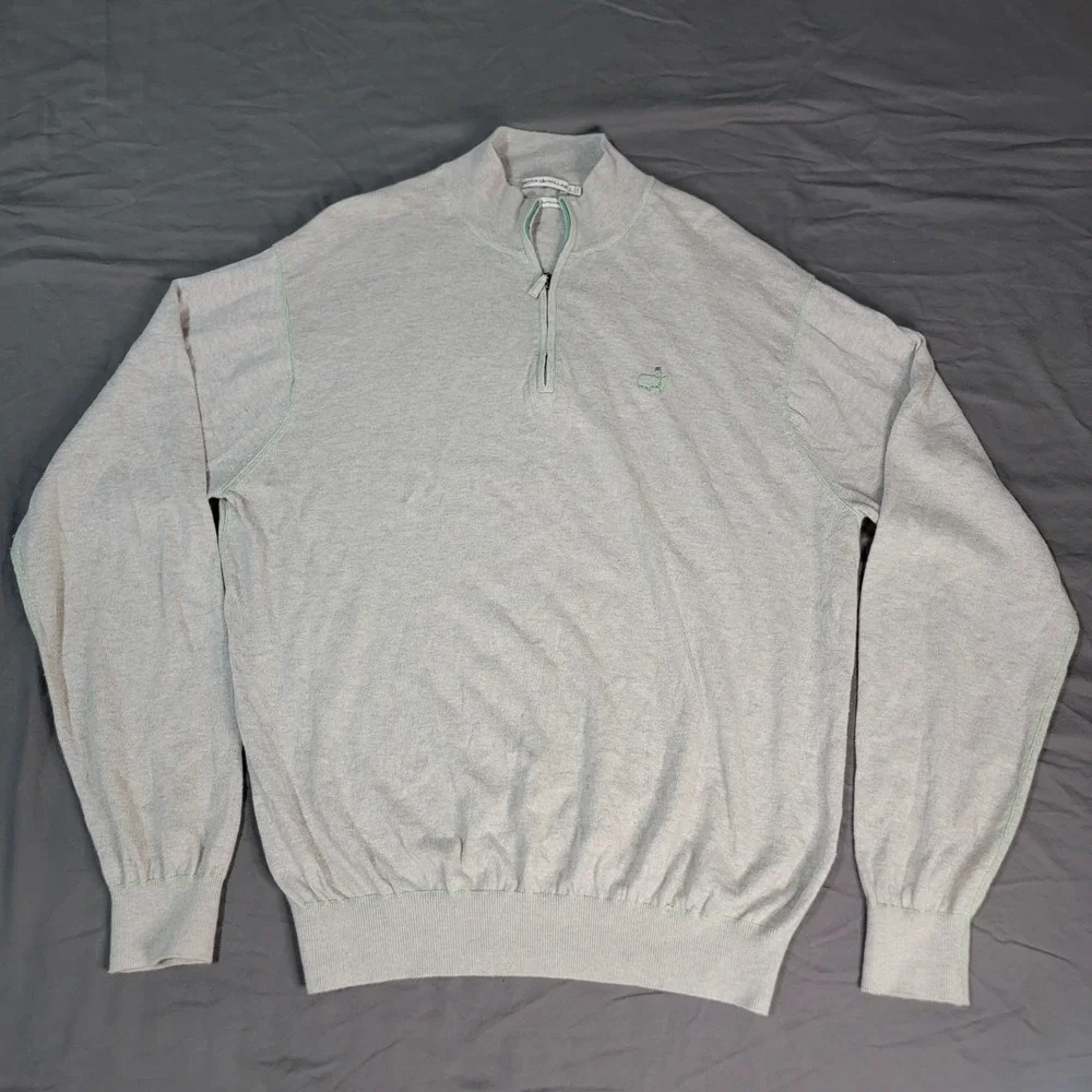 Masters Peter Millar Cashmere Blend Sweater Mens Large Gray 1/4 Zip Long Sleeve